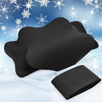 Hahafelt Cooling Cervical Neck Pillowcase Cover Only Pillow Case Ergonomic Pillowcase with Zipper for Hot Sleepers Pillow Cover for Side Back Sleepers Night SweatsBlack,Standard Size