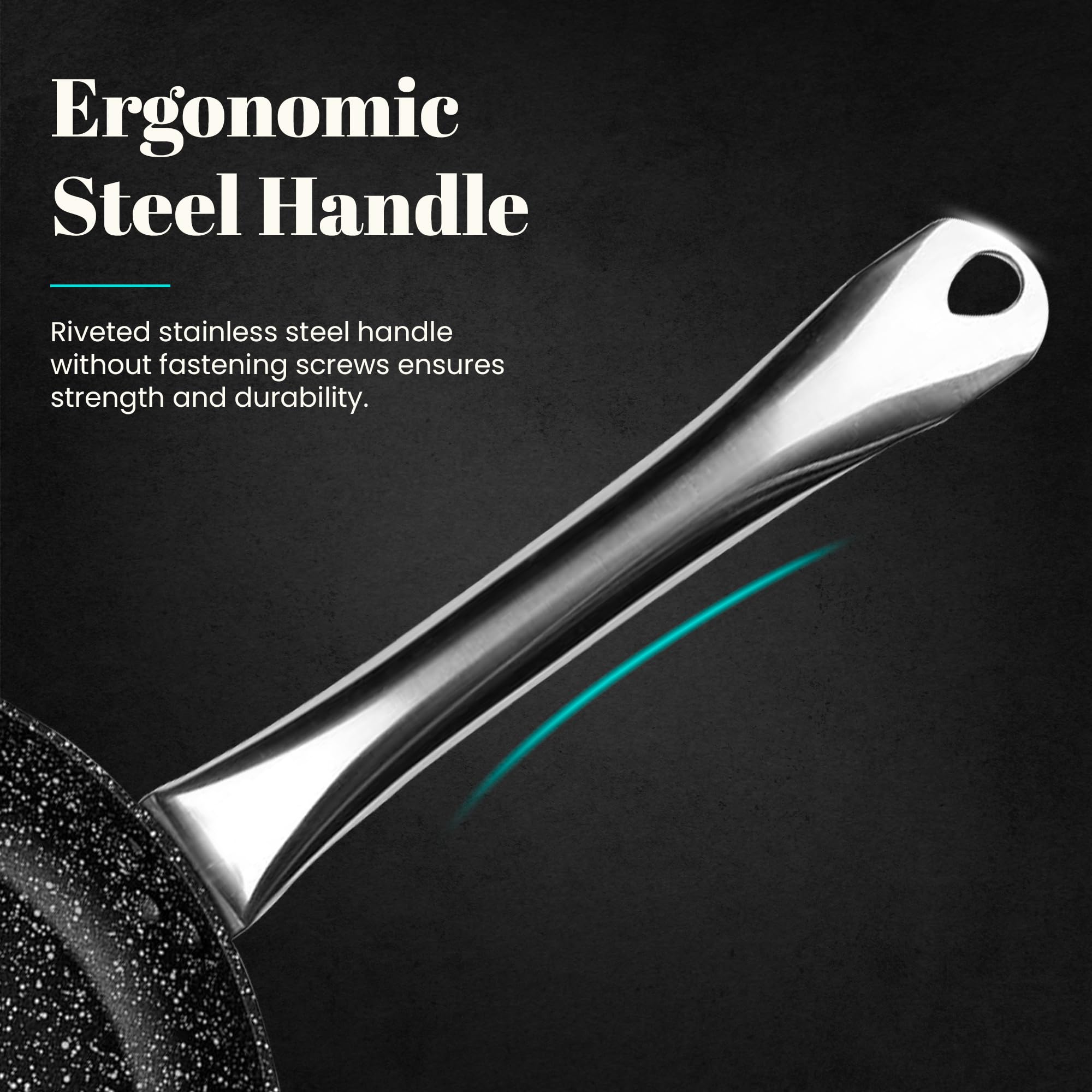 WECOOK! Granieten kookpan, hoge inductie, compleet, 24 cm, glazen deksel, gesmeed aluminium, 4,2 l, anti-aanbaklaag, milieuvriendelijk, steen zonder PFOA, handgrepen van staal, geschikt voor alle