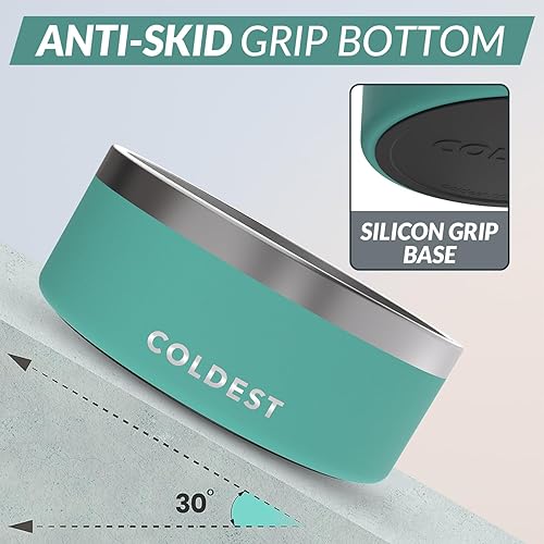 Vista 48 de Coldest Cuenco de metal antioxidante, antideslizante, 3 capas aisladas, acero inoxidable, perro, gato, mascota, antiderrames, sólido, para agua