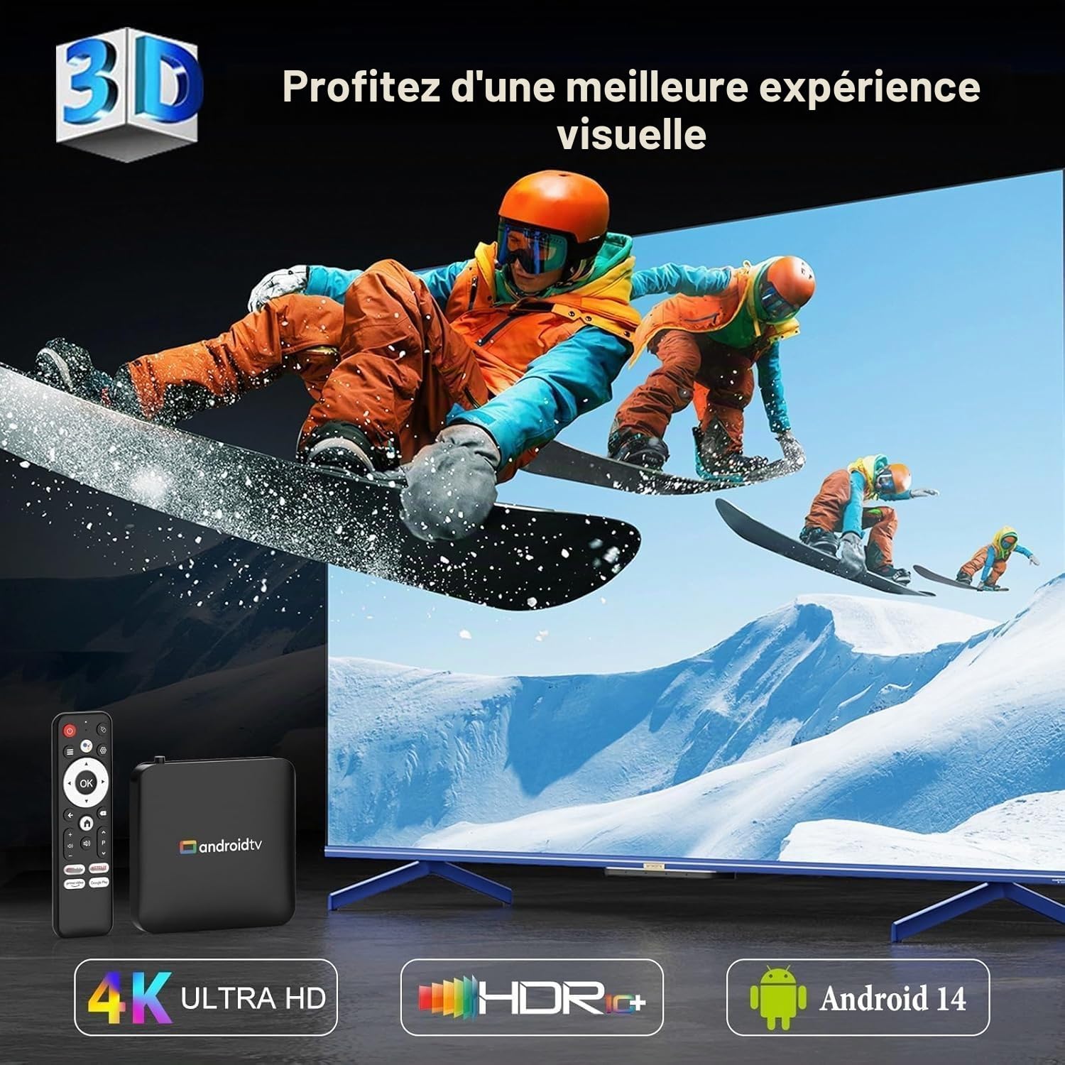4K H96 Max Fire Android 14.0 TV Stick Streaming Box 64bit 8 GB 128 GB Amlogic iptv 100M Ethernet WiFi6 Dual-WiFi 2.4G5G 4K USB for Android TV Box boitier chromecast Amazon Google Remote Voice Control
