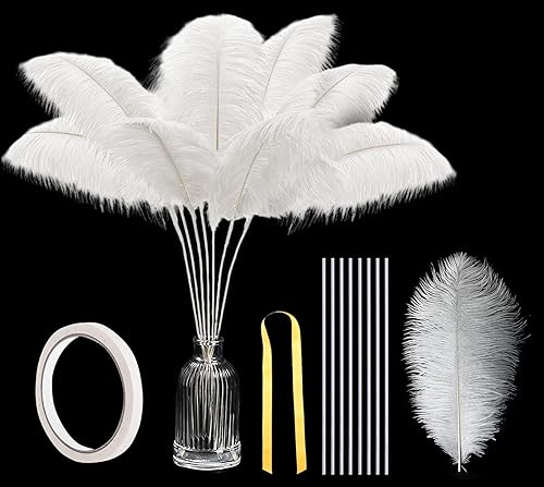 DGYJJZ Juego de 20 plumas de avestruz blancas de 10 a 12 pulgadas para jarrón, centros de mesa de fiesta de boda, arreglo floral y decoración del