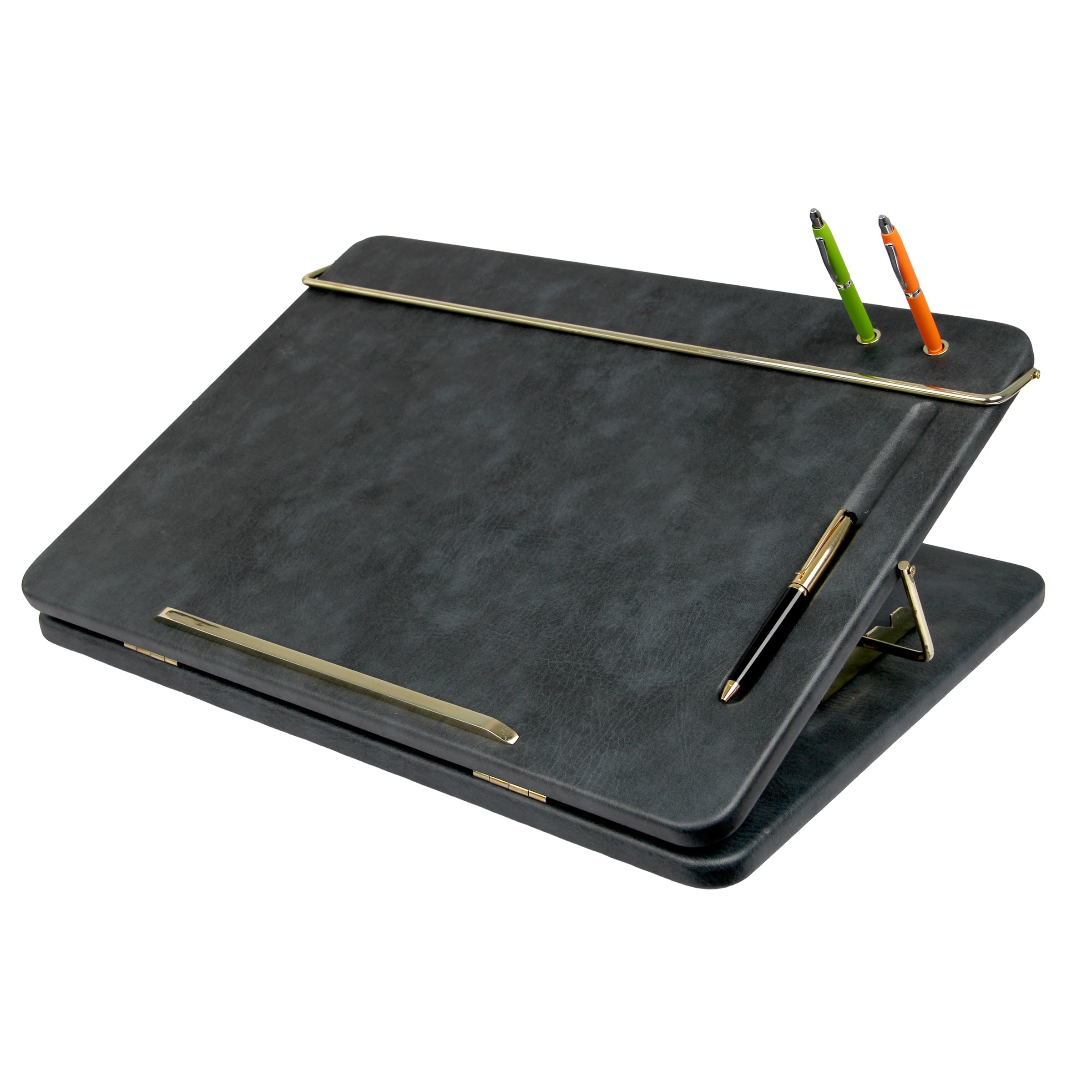 Tylos Leatherette Writing Desk Table Top Elevator | Adjustable Writing Board | Portable Laptop Table | Easy Reading & Study | Office Desk Organizer | 15 x 21 Inch | Navy Blue| (with Pen Stand)-image-27