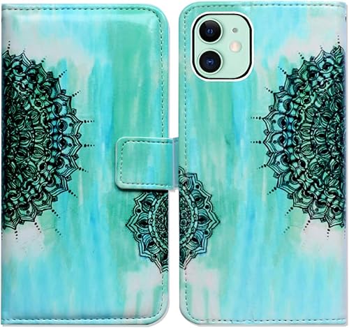 Miniatura 9 de Funda para iPhone 11, diseño de gato blanco de dibujos animados, funda de piel con ranura para tarjeta de crédito, soporte para tarjeta de