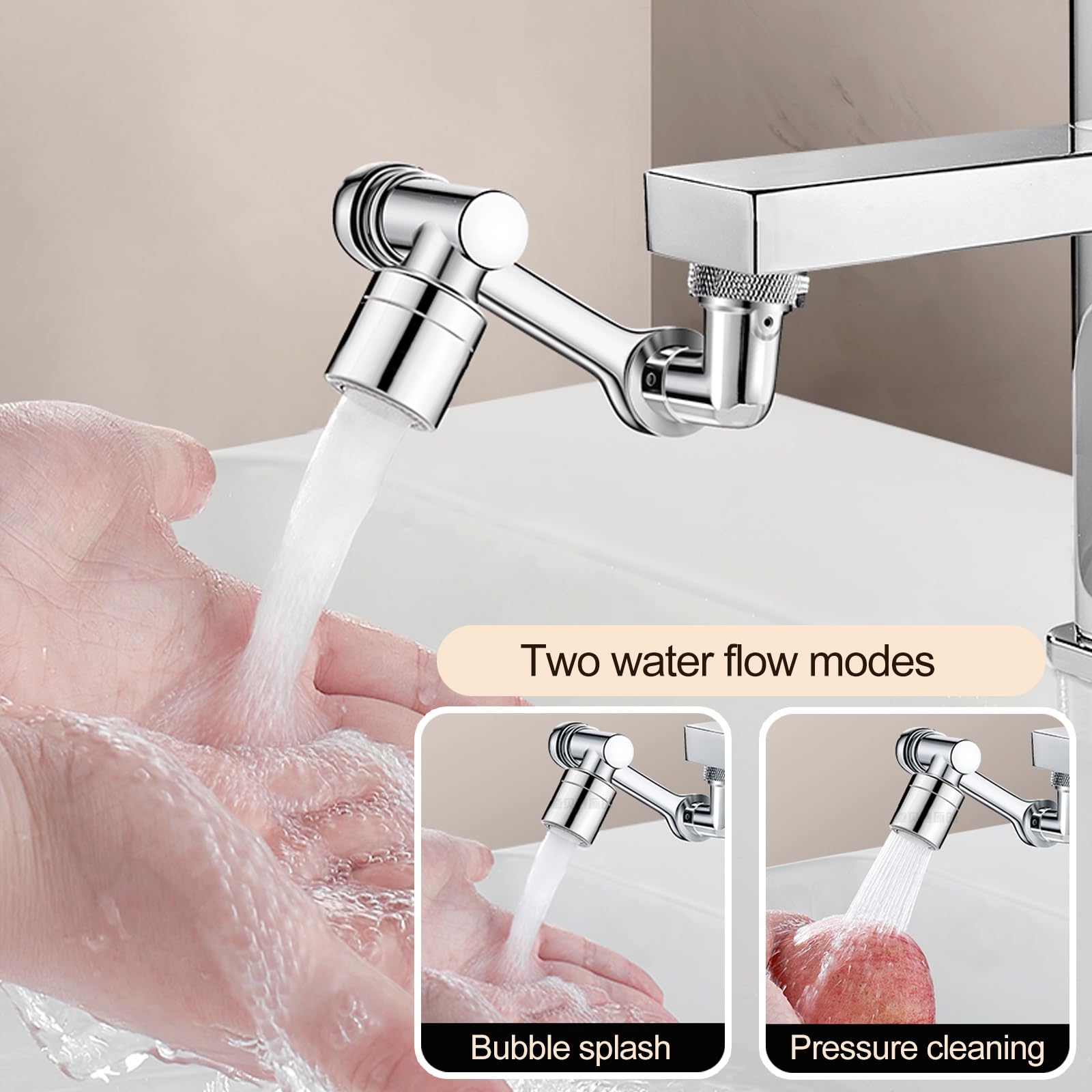 Rubinetto Rotante, Prolunga for Rubinetto da Cucina, Accessori for Bagno, con 2 modalità di Flusso dell'Acqua