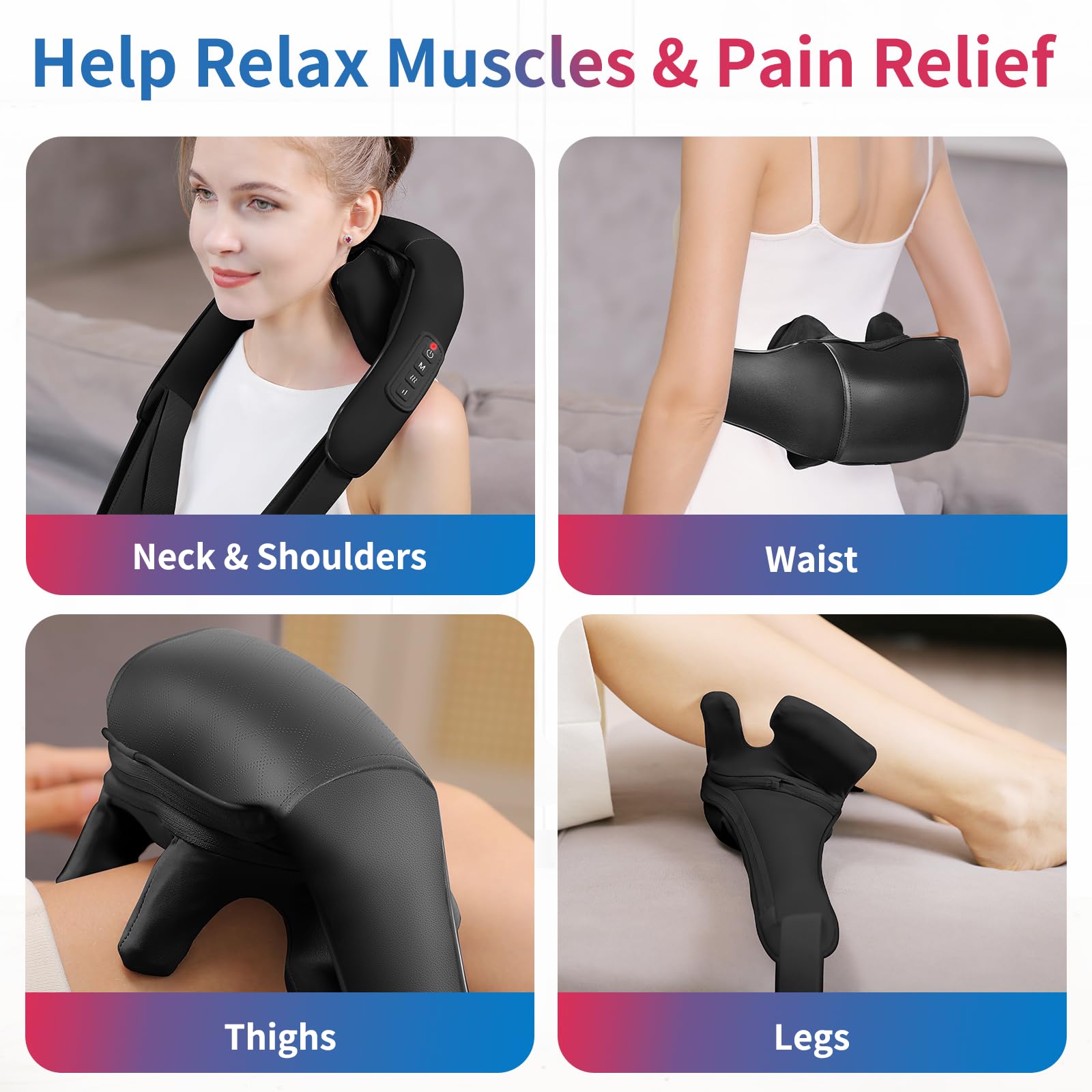 Cordless Neck Massager with Heat - Shiatsu Neck and Back Massager for Pain Relief Deep Tissue, Rechargeable 6D Kneading Leg Shoulder Massage Gifts for Women Men Mom Dad Birthday Mothers Fathers Day 3