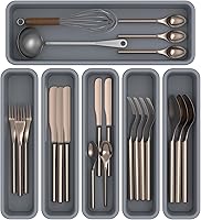 Vista 1 de 6 Pack Silicone Drawer Organizer for Kitchen, DIY Free Combination Silverware Organizer, Utensil Drawer Organizer, Moisture-proof and Heat-resistant