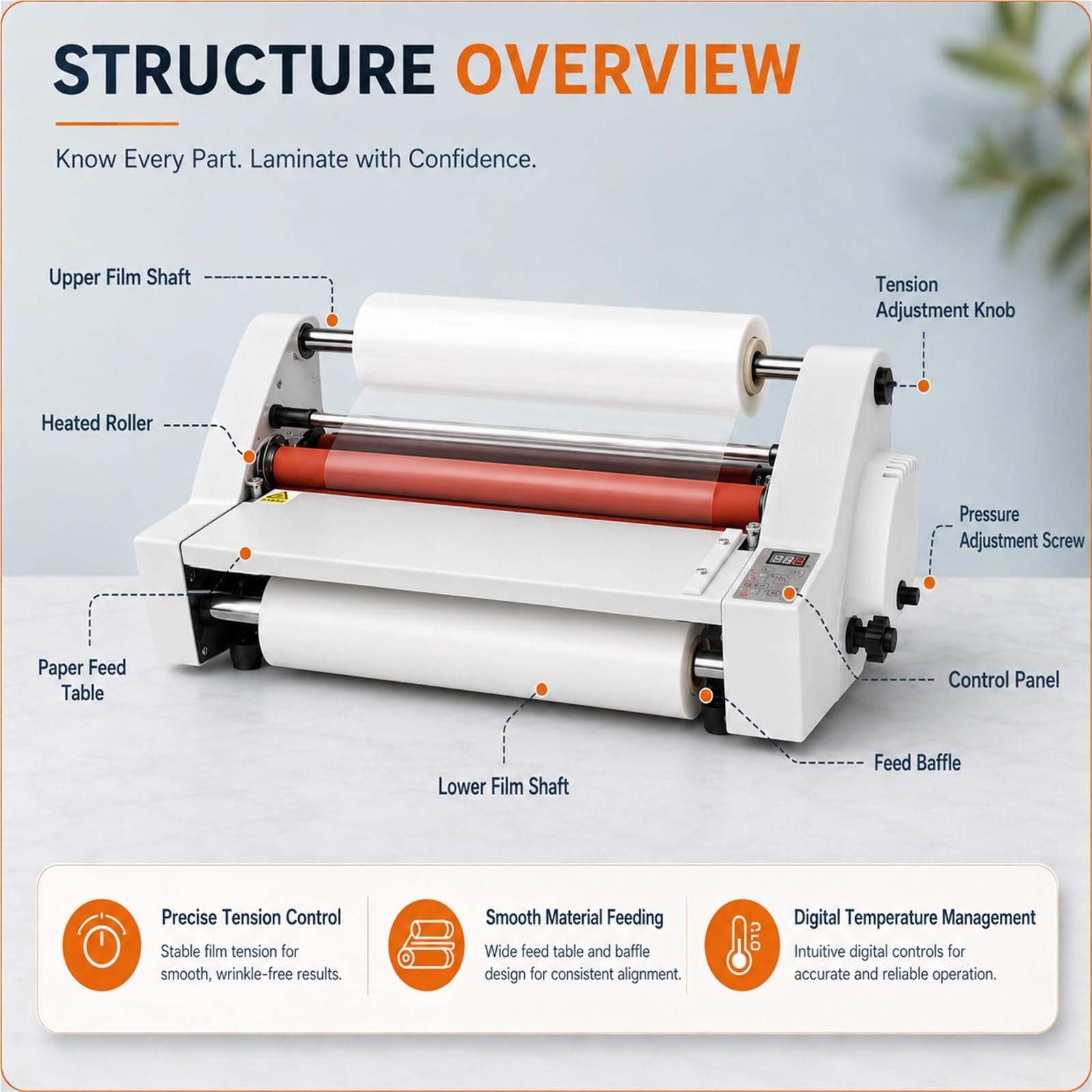 Przemysłowy laminator komercyjny, folia rolowana na gorąco na zimno | Jednostronny dwustronny, szerokość 350, do papieru, kartonu, drewna, PCV, folii.