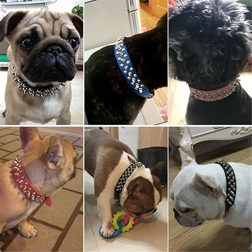 Miniatura 2 de Hotlion Collar de perro con púas ajustable de piel sintética con remaches y tachuelas para cachorros, gatitos, animales, mascotas, pequeñas,