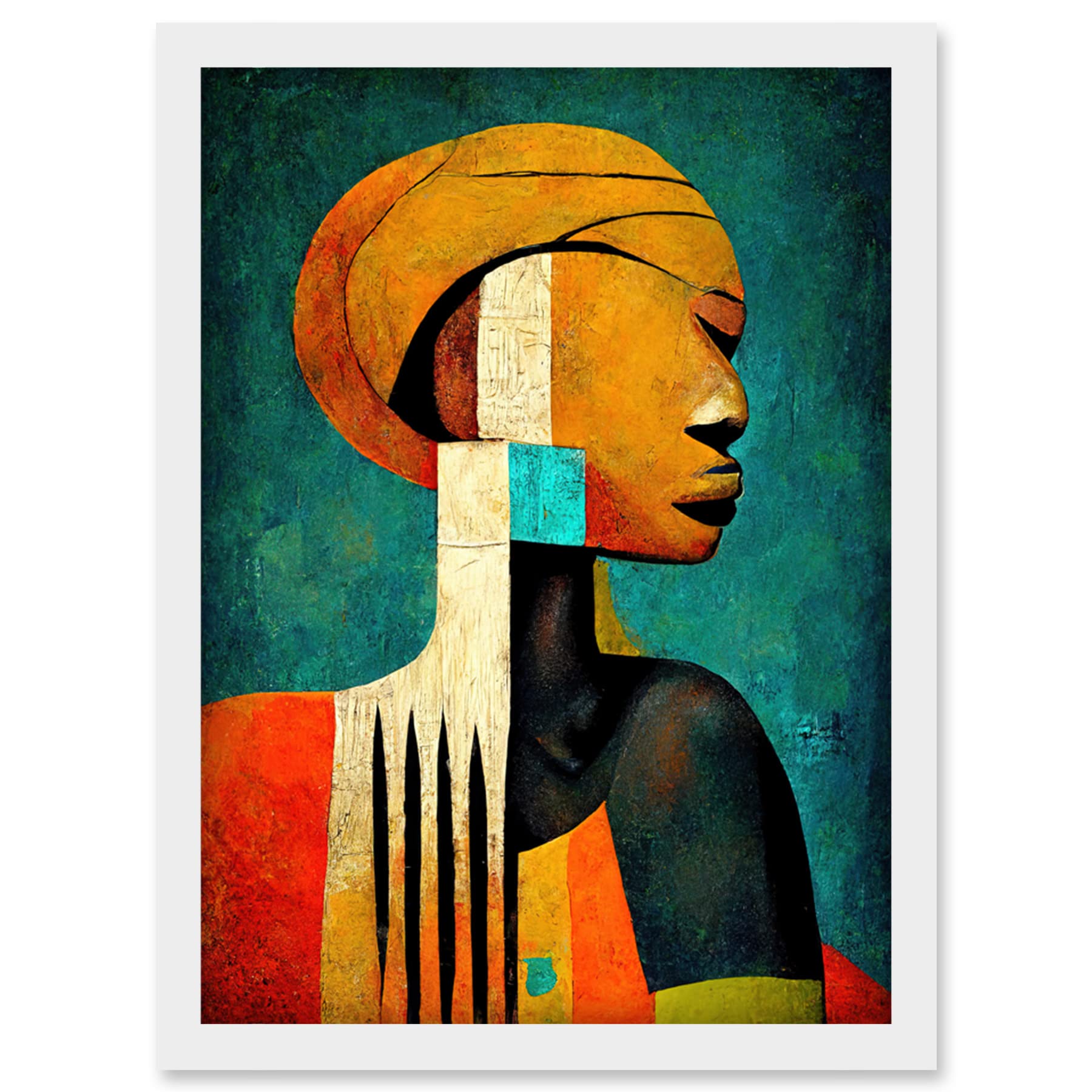 Doppelganger33 LTD Modern African Abstract Gold & Bold Artwork Framed Wall Art Print A4