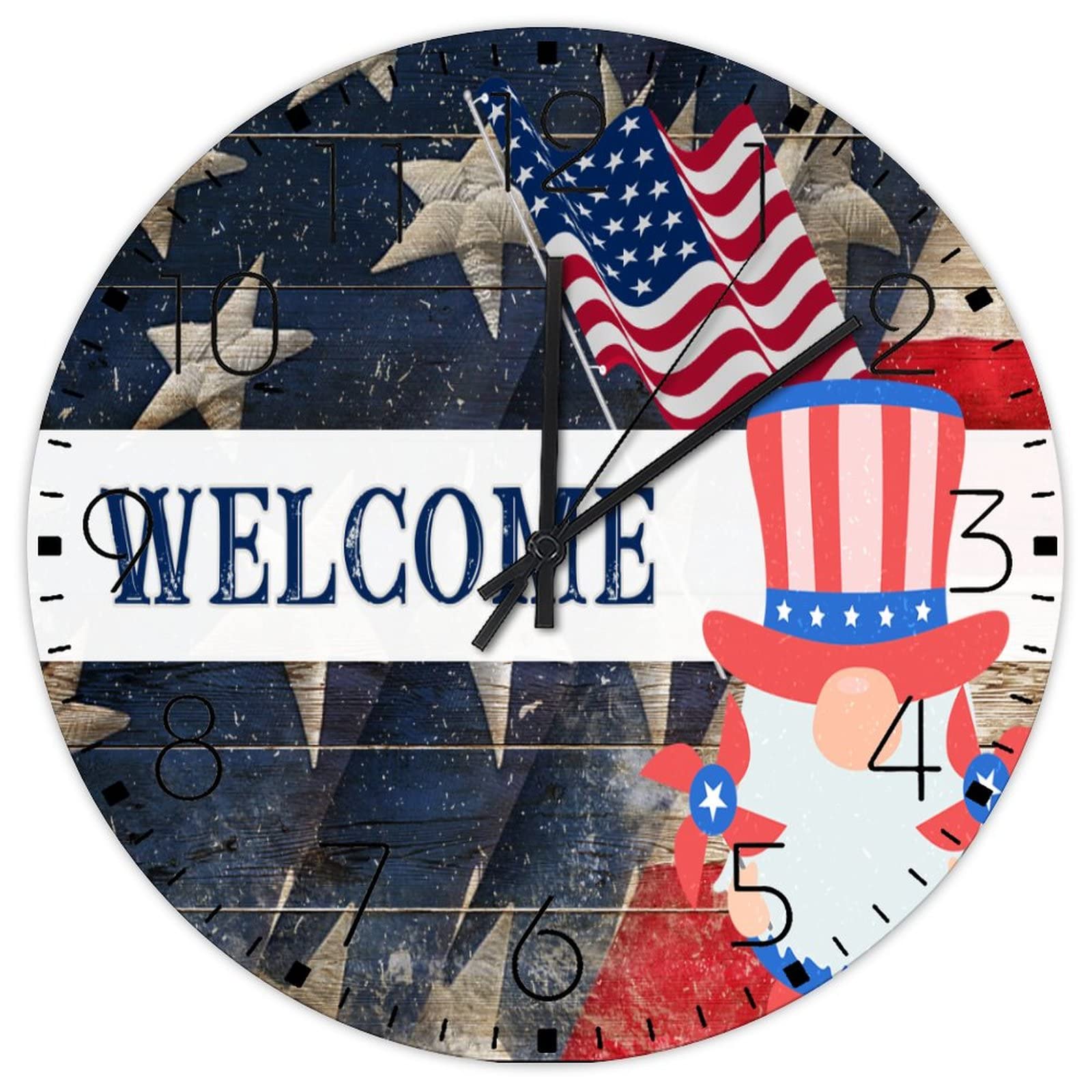 Horloge murale drapeau américain pour salle de classe et église