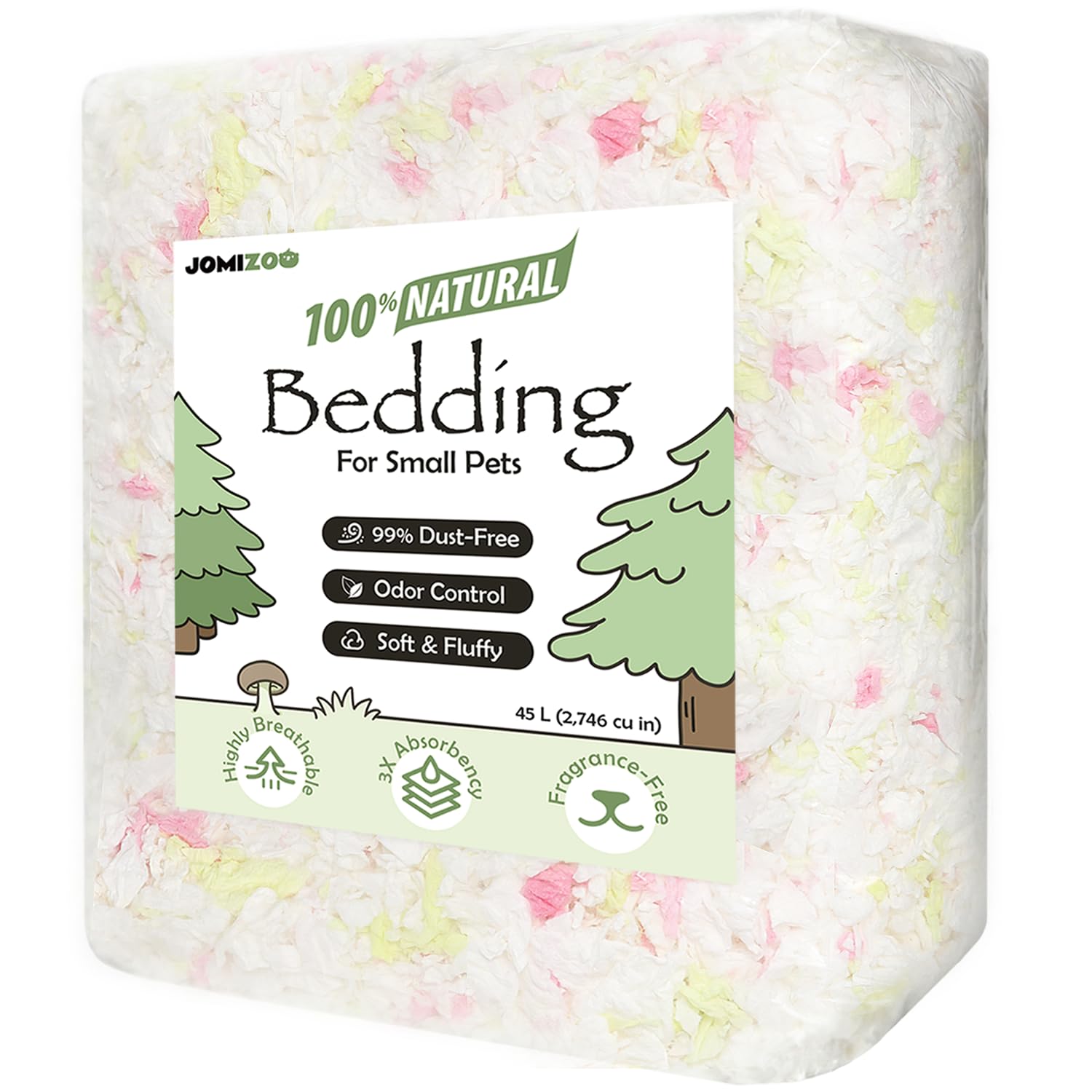 JOMIZOO Small Animal Paper Bedding, 99% Dust-Free Natural Bedding, Soft, Fluffy & Absorbent, Pink, 5L, for Hamsters, Gerbils, Mice, Rats & Guinea Pigs