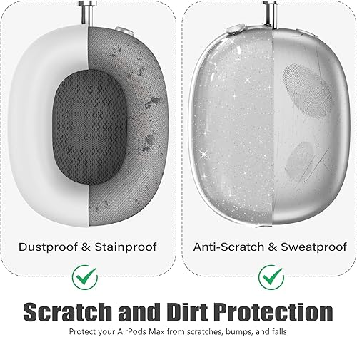 Miniatura 4 de Juego de funda 4 en 1 para auriculares AirPods Max, funda protectora transparente de TPU suave antiarañazos, no se amarillea, accesorios