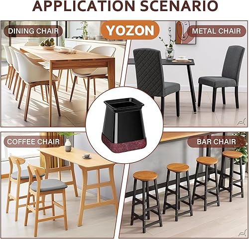Miniatura 6 de Protectores de Piso para Patas de Silla Cuadrados, Protectores de Patas de Silla para Pisos de Madera Dura, Tapas de Silicona con Fieltro que