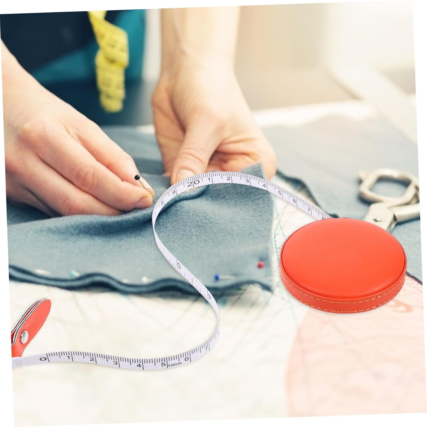PU Leather Body Measuring Tape Compact Durable Soft Tape Measure for Tailoring Sewing Weight Loss Portable Orange Design
