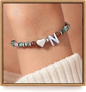 Heart Initial Bracelets for Teen Girls, Teen Girl Gifts Trendy Stuff, Christmas Stocking Stuffers for Kids, Unique Gifts for Teenage Girls on Birthday Graduation