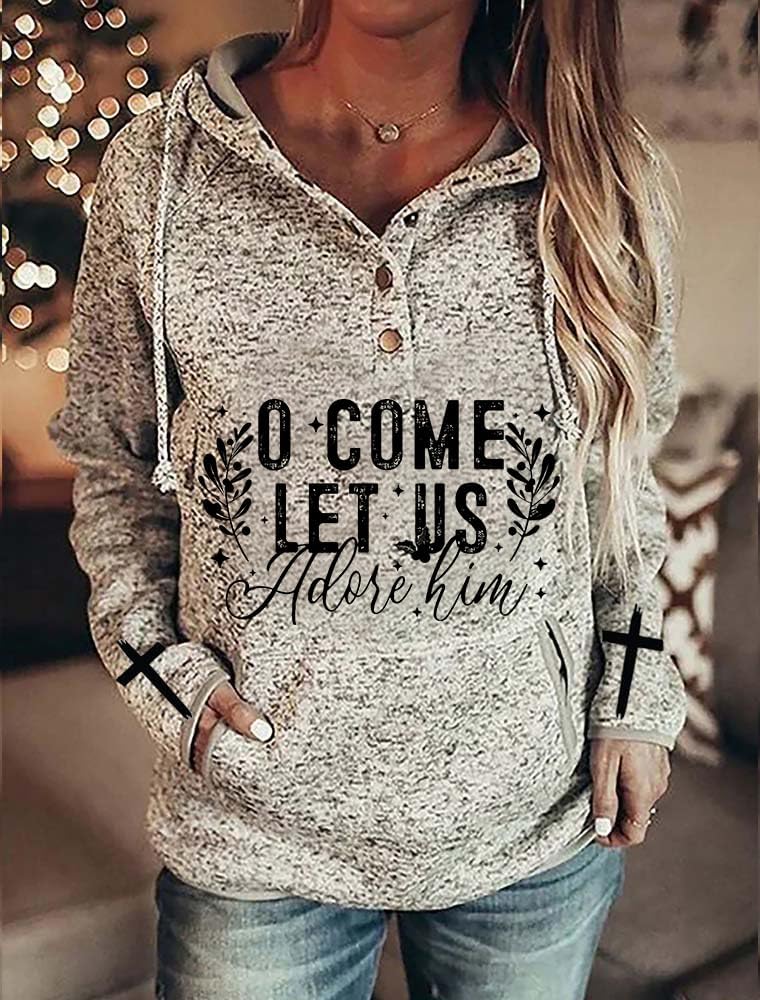 Akivide Womens Blessed Jesus Cross Hoodie Long Sleeve Pullover Drawstring Hooded Sweatshirts Plus Size Faith Shirt - Image 2