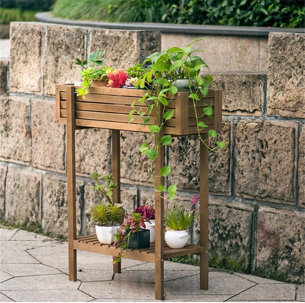 Flower Pot Holder Groove Type Solid Wood Flower Racks For Indoor Living Room Bedroom Balcony and Potted Plant Display Stand Floor Standing Succulents Flower Stand ( Size : 60×30.5×90CM )