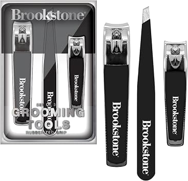 Brookstone Nail Clippers Set - Premium Stainless Steel Nail Clipper and Nail Cutter with Rubberized Non-Slip Grip, Includes Case and Tweezer, Two Nail Clippers for Precision Grooming