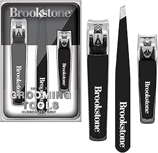 Brookstone Nail Clippers Set - Premium Stainless Steel Nail Clipper and Nail Cutter with Rubberized Non-Slip Grip, Includes Case and Tweezer, Two Nail Clippers for Precision Grooming