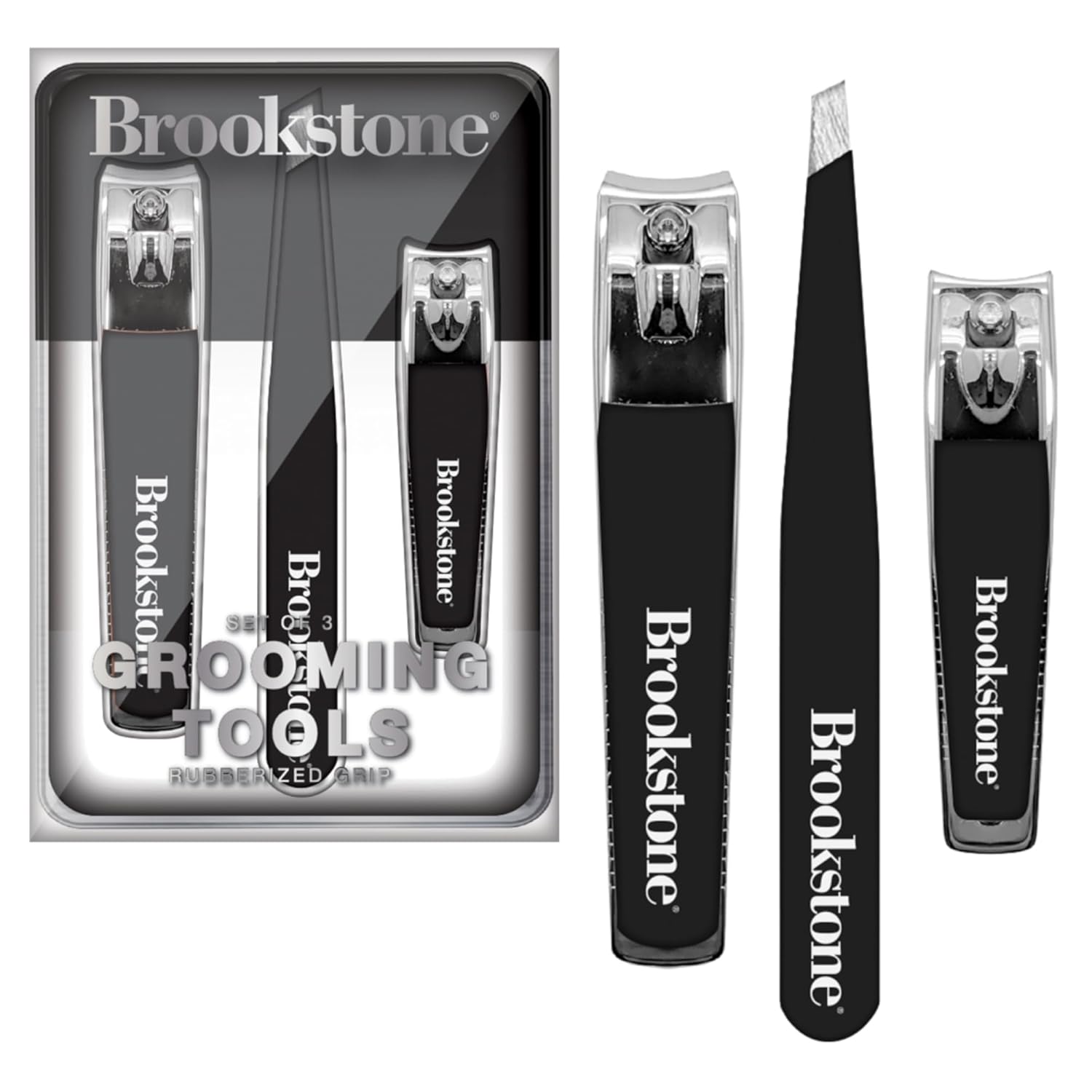 Brookstone Nail Clippers Set - Premium Stainless Steel Nail Clipper and Nail Cutter with Rubberized Non-Slip Grip Includes