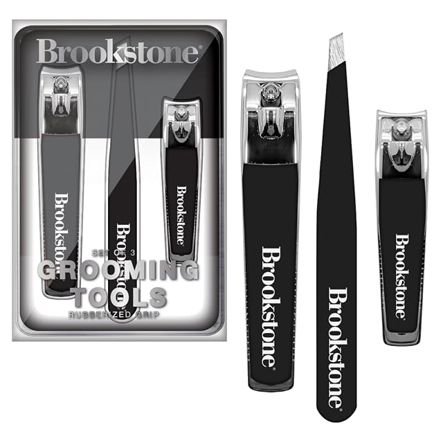 Brookstone Nail Clippers Set - Premium Stainless Steel Nail Clipper and Nail Cutter with Rubberized Non-Slip Grip Includes