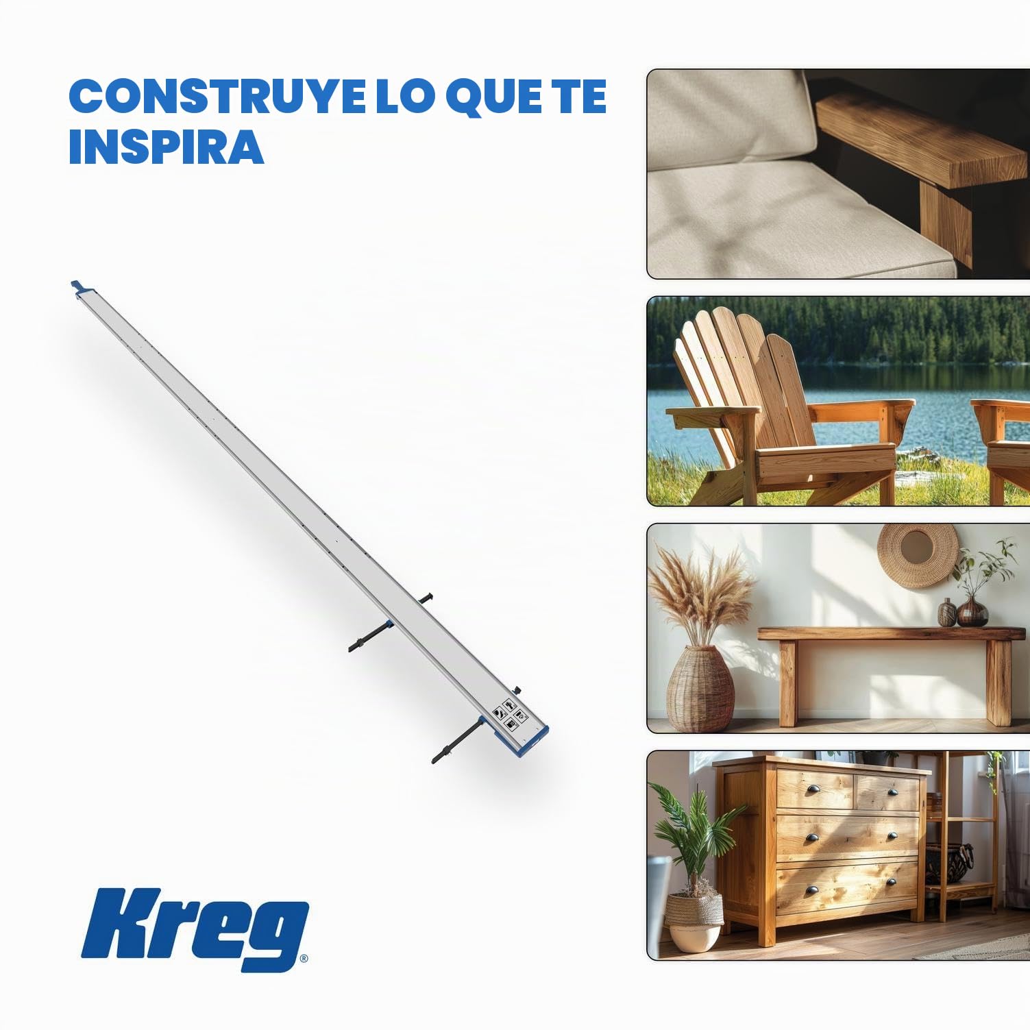 Kreg Guía de borde recto XL-8 pies | Para sierra circular, para corte cruzado preciso y corte rasgado, rieles guía de aluminio, grado profesional