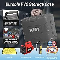 Vista 3 de PB Motor Tech - Juego de bomba de vacío y medidor - Bomba de 4.5 CFM con manómetro de colector de aluminio de 3 vías, con detector de fugas