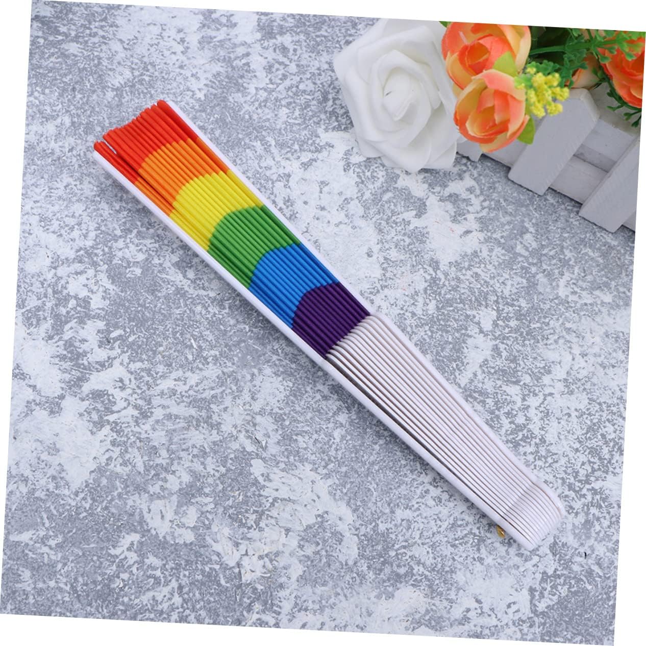 PRETYZOOM 10pcs Rainbow Folding Fans Creative Dancing Fans for Events and Photography Props and Elegant Design Smooth Finish