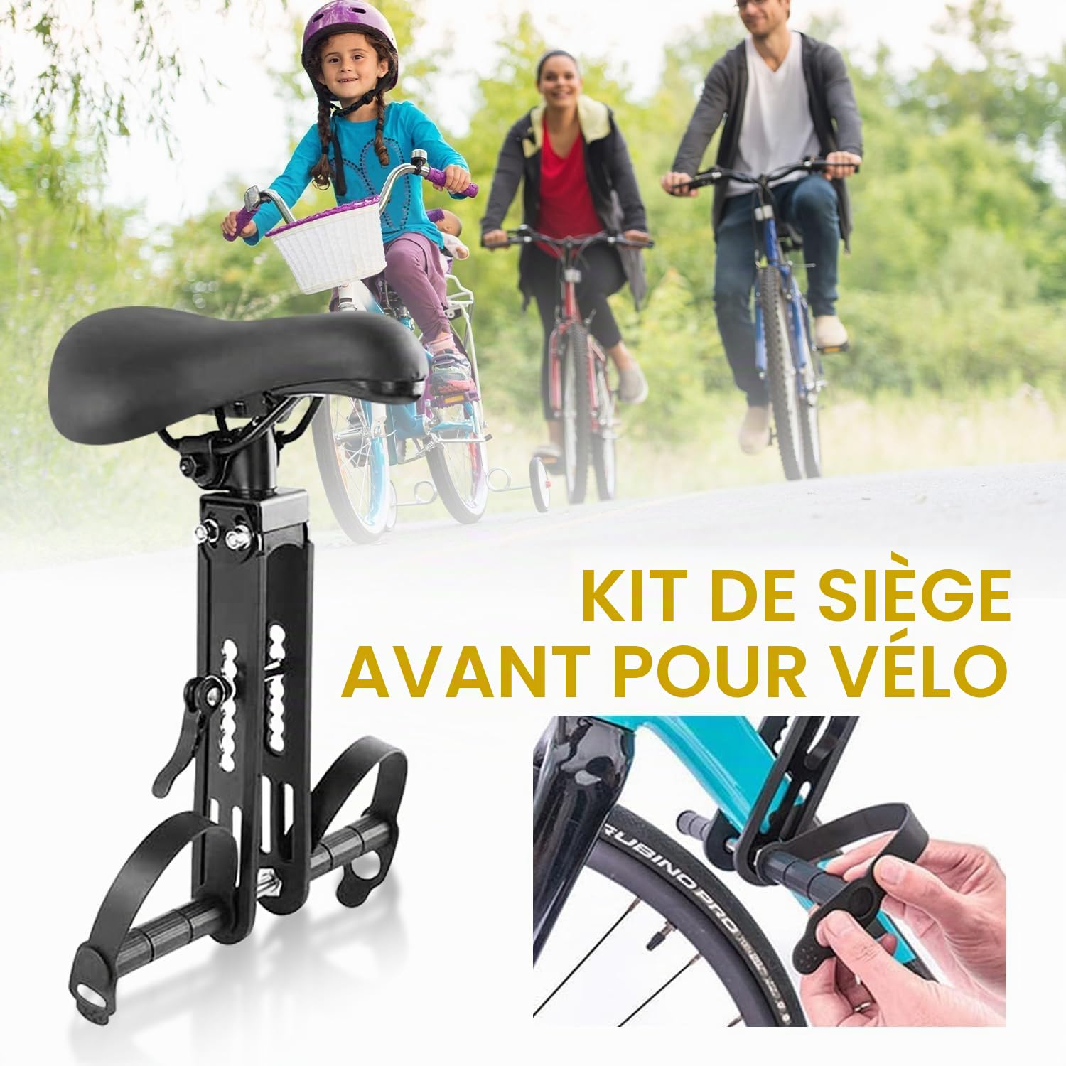 Sièges de Vélo pour Enfant, Siege Velo Enfant Avant avec Accoudoirs et Repose Pieds, Portable et Confortable, Amovible pour Enfants de 2 à 5 Ans sûr pour Convient au VTT