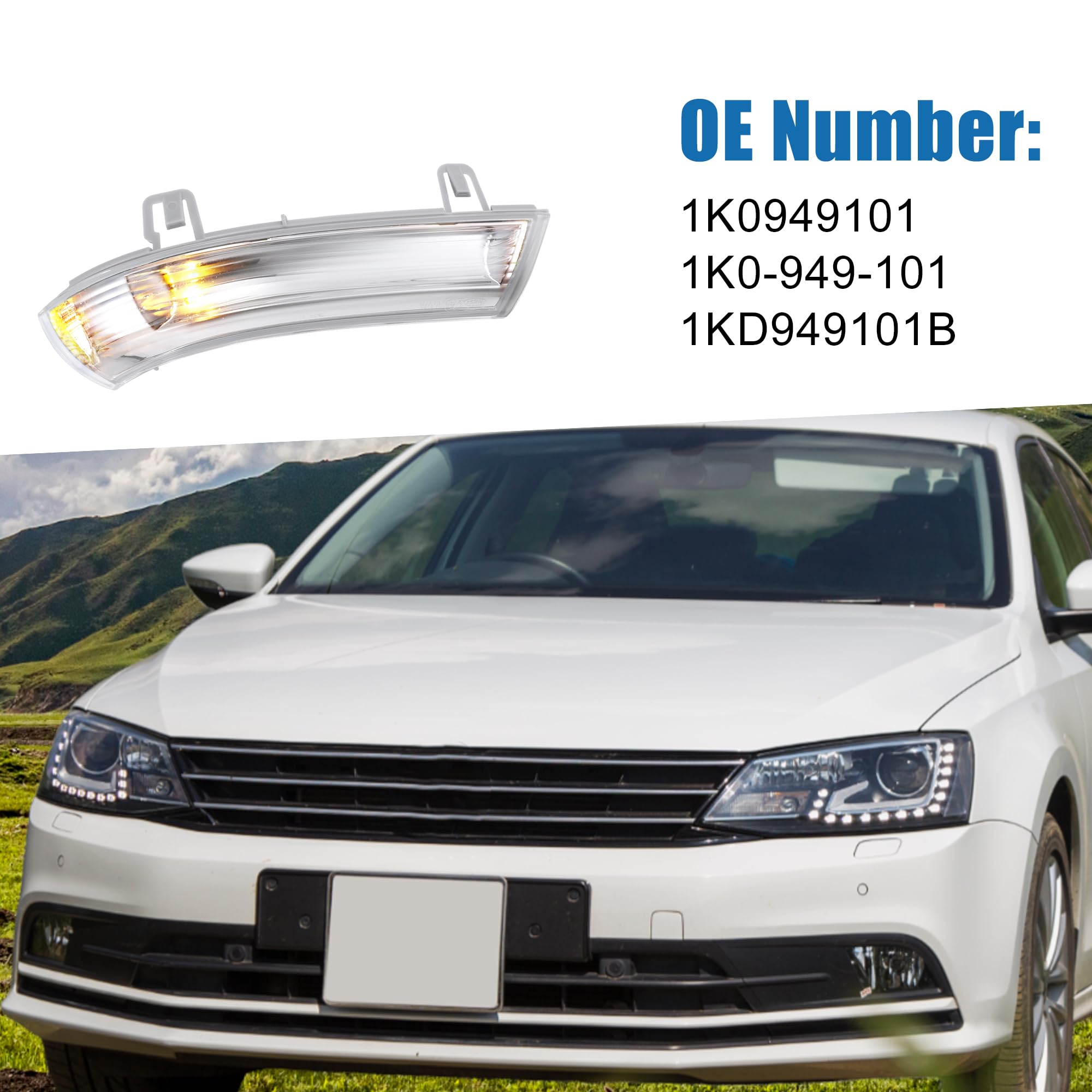 A ABSOPRO Mirror Turn Signal Light 1K0949102 Car Accessory for Volkswagen Jetta 2005-2010