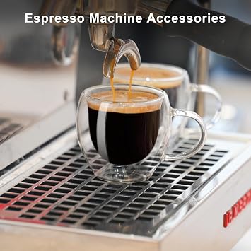 PARACITY Espresso Cups Set of 2, Double Walled Espresso Shot Glass with Handle, 2.7 OZ High Borosilicate Expresso Shots Cup, Espresso Accessories
