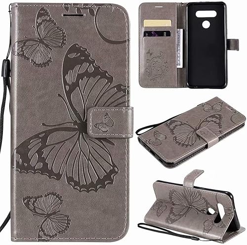 Miniatura 7 de MEUPZZK Funda tipo cartera para LG K51LG Q51LG Reflect, piel sintética de alta calidad con diseño de mariposa en relieve, función atril, ranuras