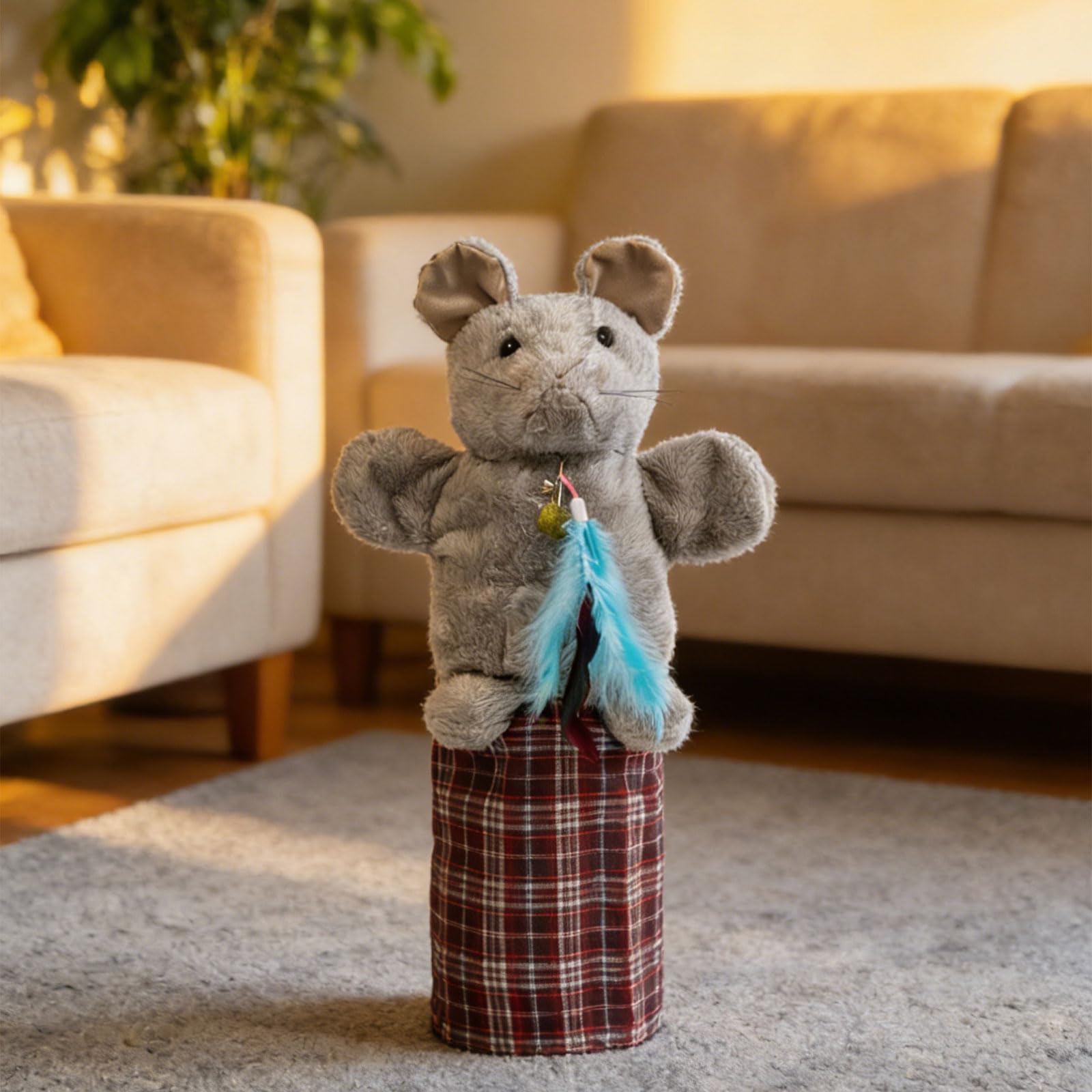 PANGBOER Giocattolo marionette per gatti lottatori in tessuto morbido con struttura pelosa per giochi graffi e display per soggiorno Giocattolo multifunzionale per decorazioni per gatti