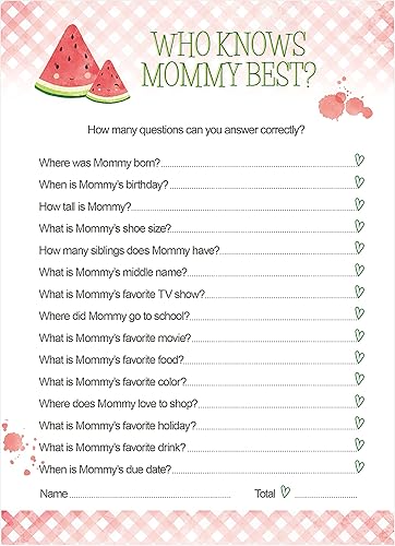Miniatura 2 de Juego de baby shower de sandía que conoce mejor a mamá (24 unidades)