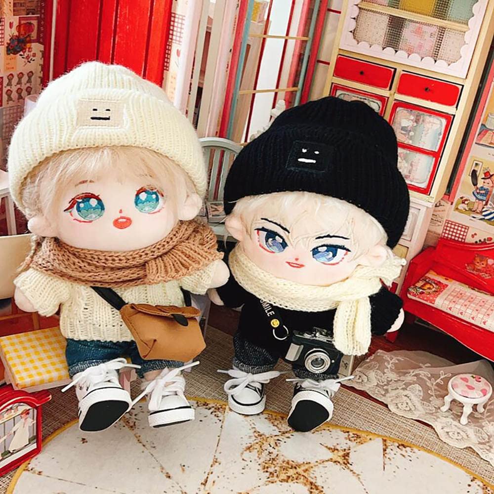 Set Di Vestiti Per Bambole Di Peluche 20 Cm Niannyyhouse - 3 Pezzi: Cappello, Maglione E Pantaloncini (Grigio+Blu)