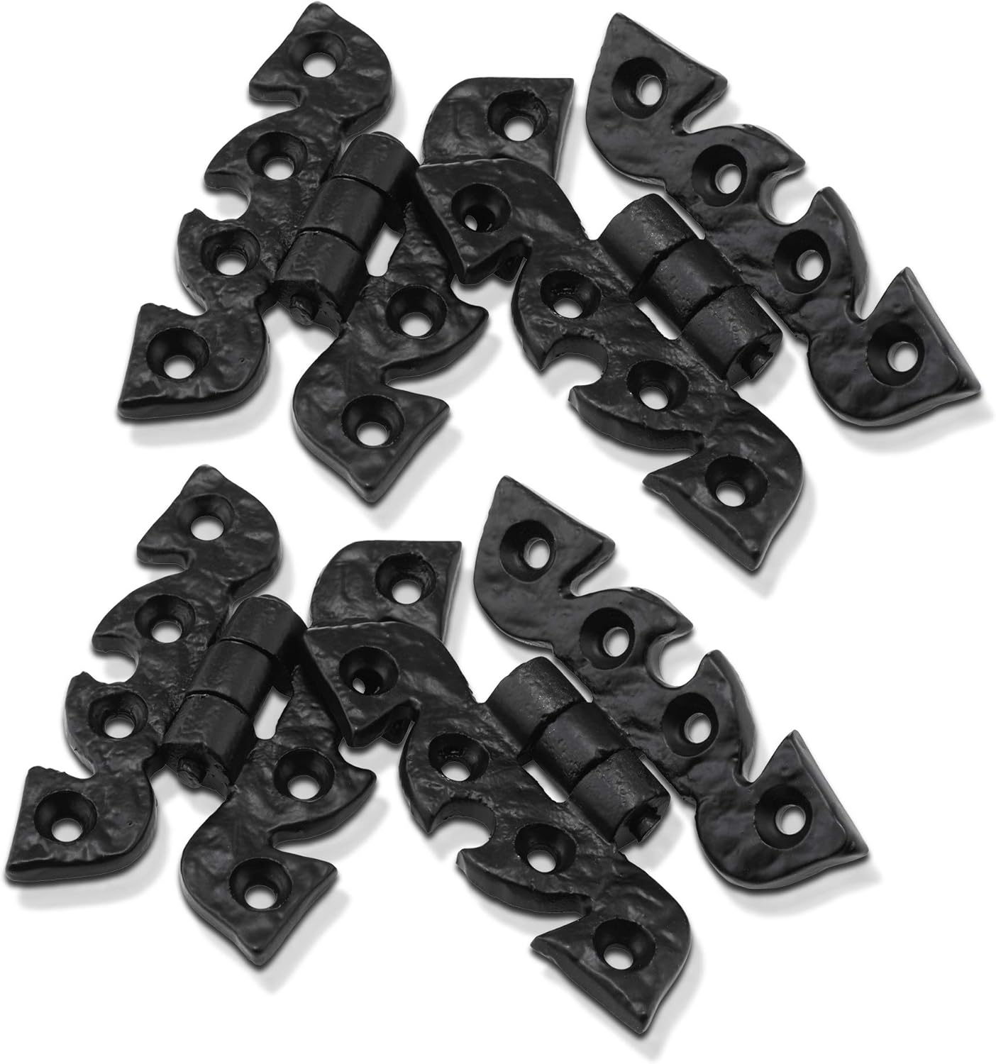 XFORT® 2 Pairs Black Butterfly Hinges with Rustic Ornate Design