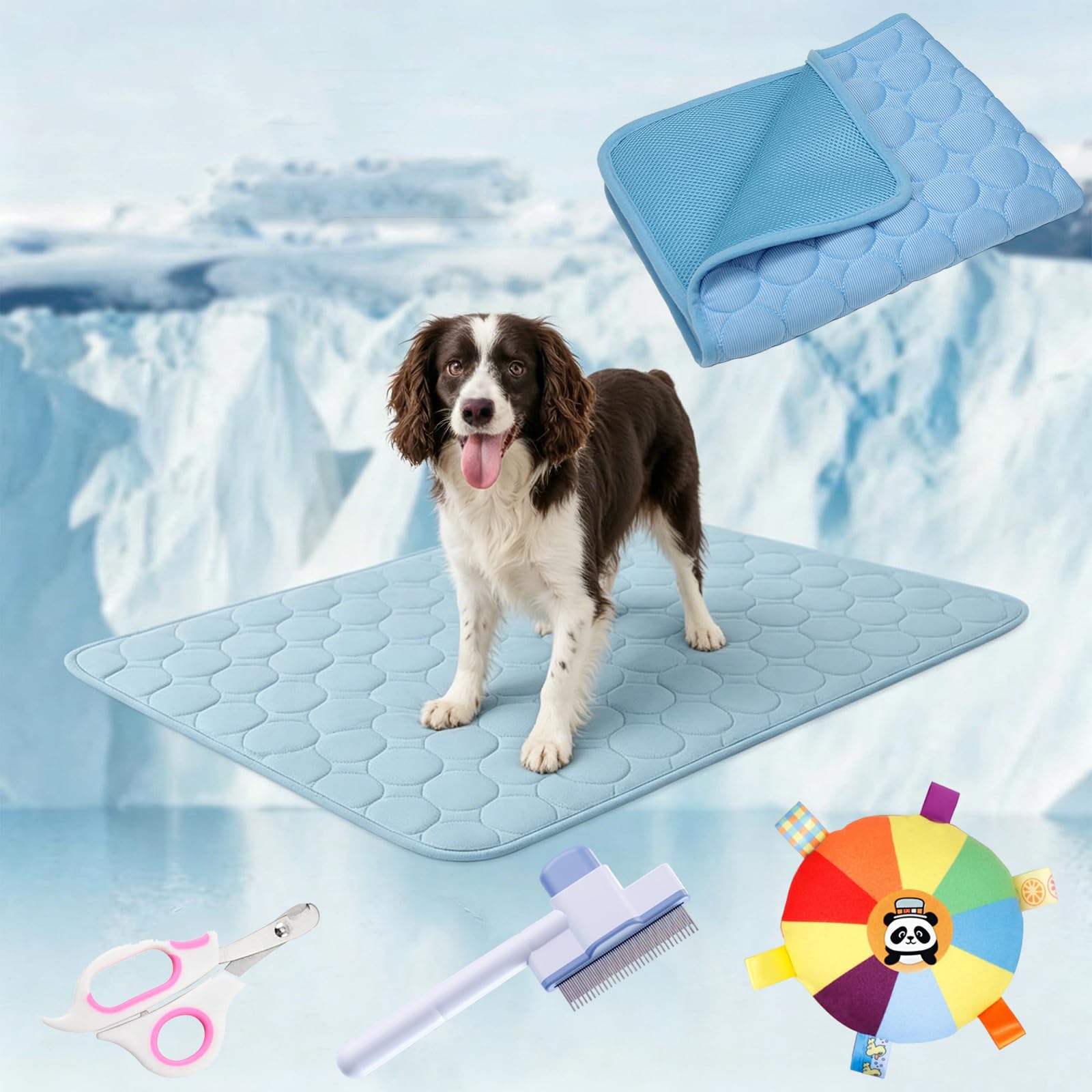 ELMVAR Cooling Mat for Dogs, Washable Ice Silk Dog Cooling Pad, Materials Safe, Non Slip Arctic Cooling Dog Bed & Sleeping blanket Easy Clean Finally Keeps Their Dogs Cool, Calm (Blue,XXL)