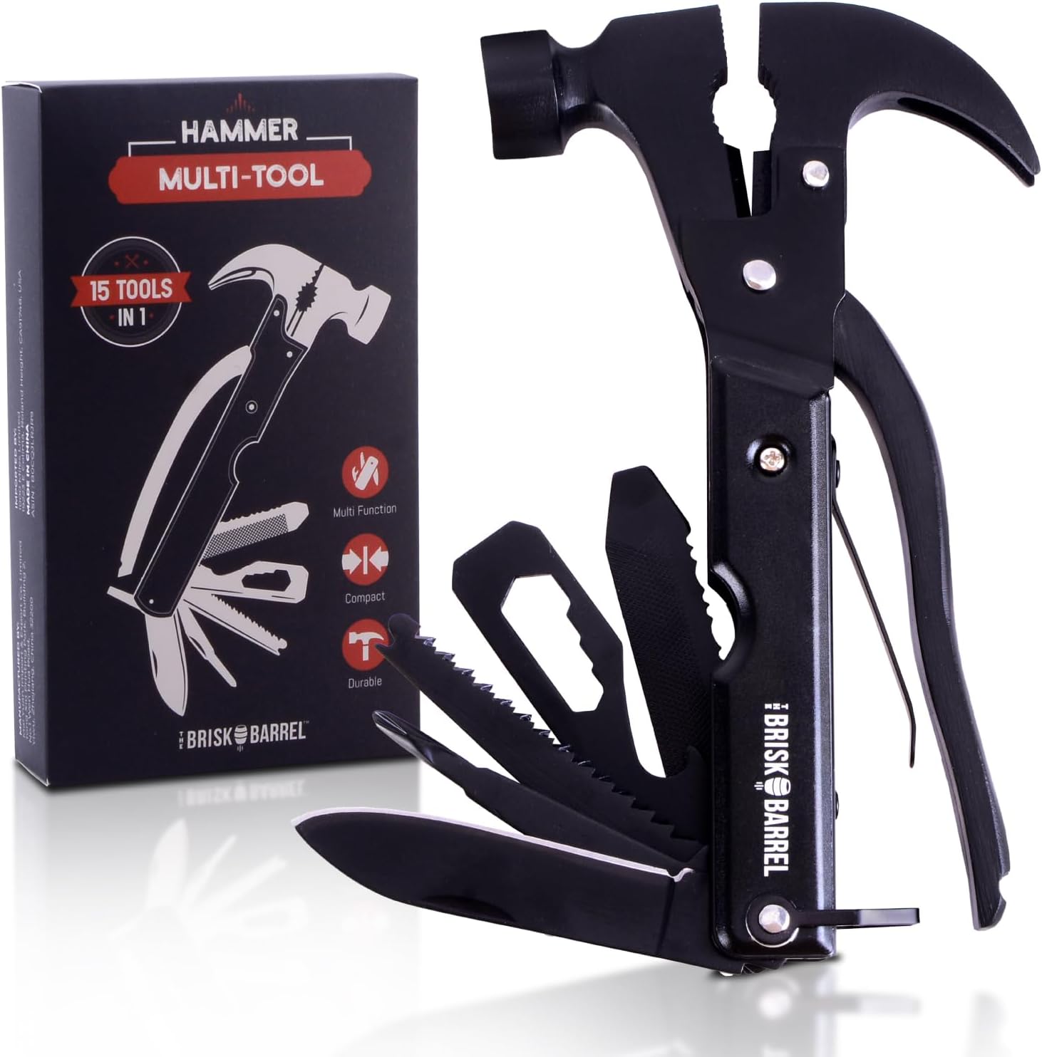 Hammer Multitool 15 in 1 - Multitool for Men. Compact Camping Multi Tool. Backpacking & Camping. Survival and Emergency Tool. Christmas Day Gifts for Men, Dad. Pocket Tool