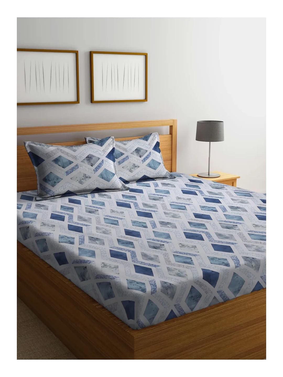 Klotthe Multicolor Geometric 400 TC Pure Cotton Double Bedsheet Set in Book Fold Packing-picture-13