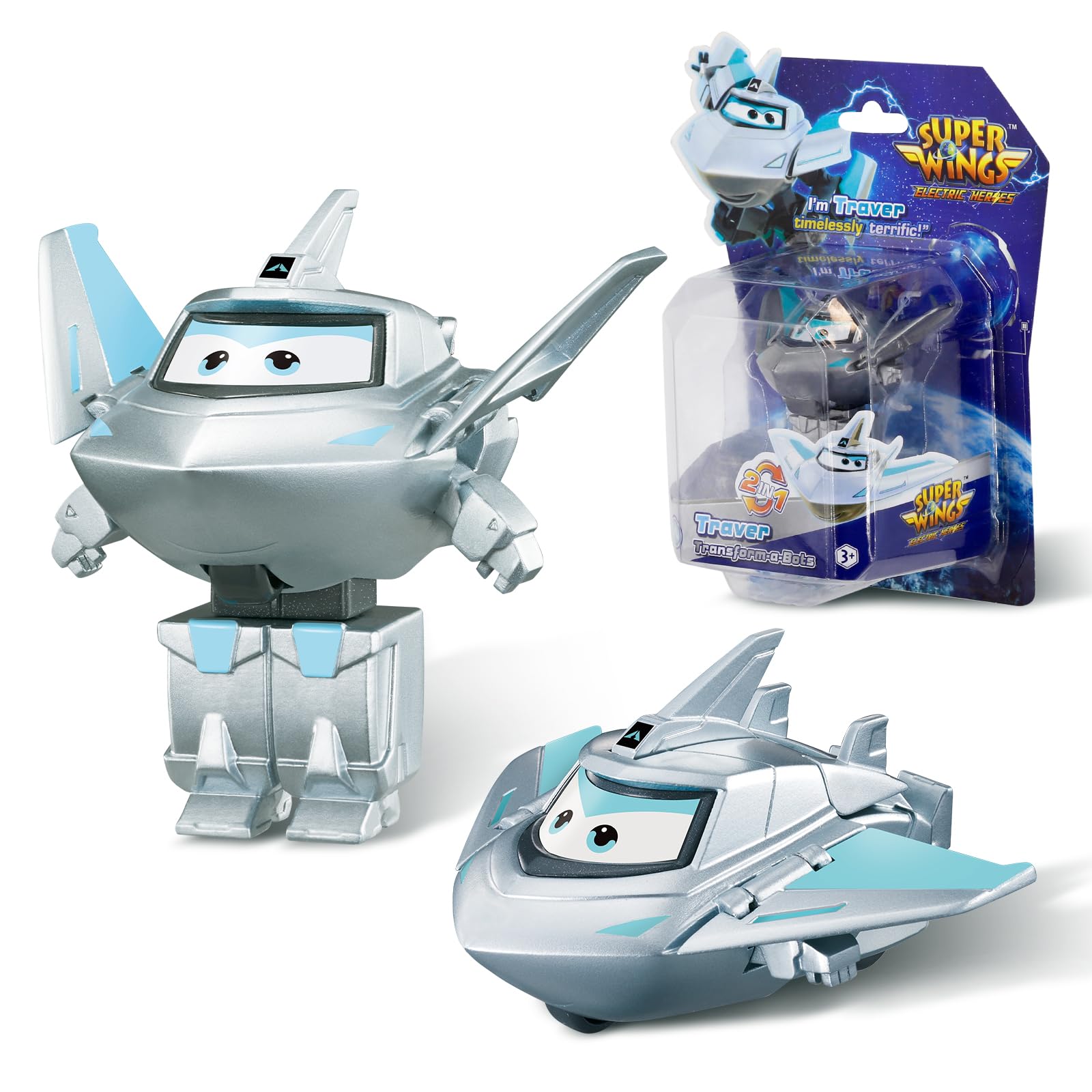 Super Wings Transforming Traver Toys 2 inch/5 cm Action Figure 2 in 1 Robot Plane Toy Transforming Toy Suitable for Boys and Girls Ages 3+