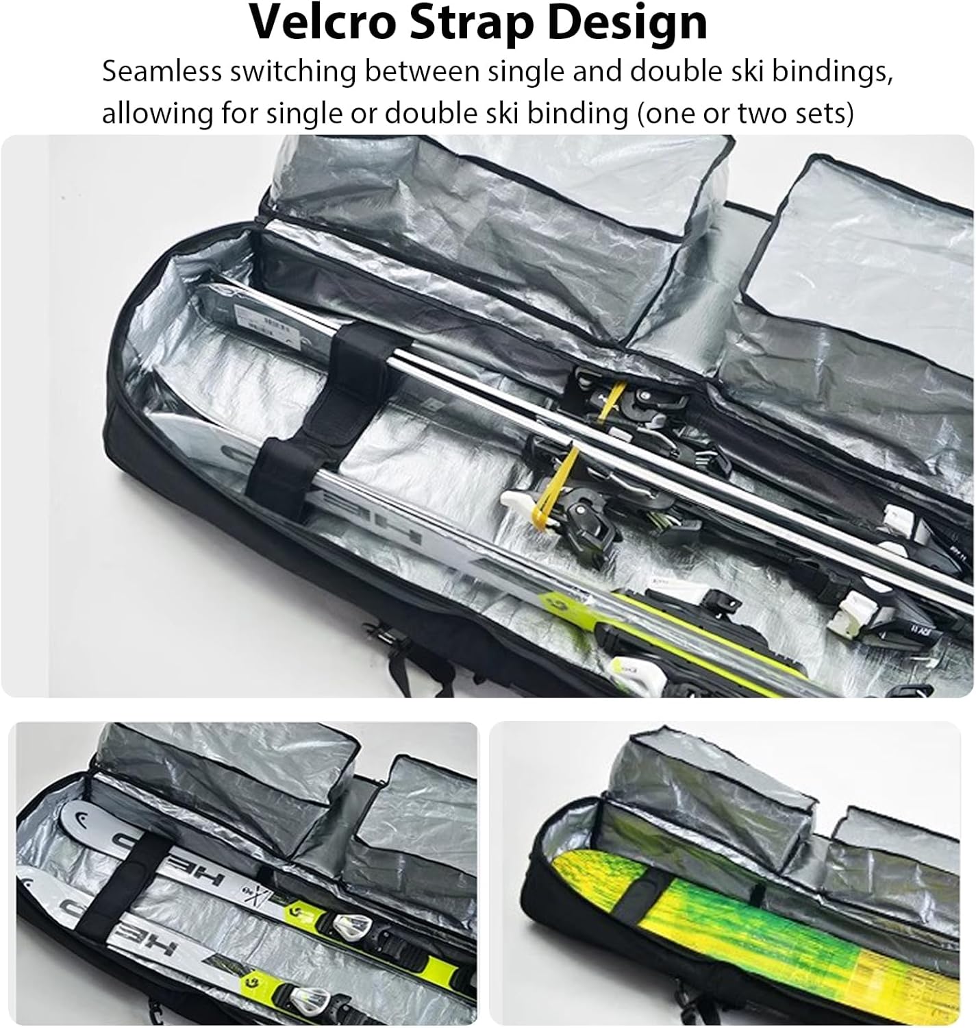 Snowboard Bag with Wheels Rolling Snowboard Bags Fully Padded Ski Bag for Air Travel Fit Single Ski/2 Sets Skis, Helmet, Jacket & Boots