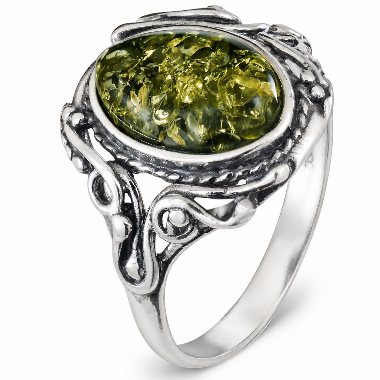 Green Amber Georgine Ring