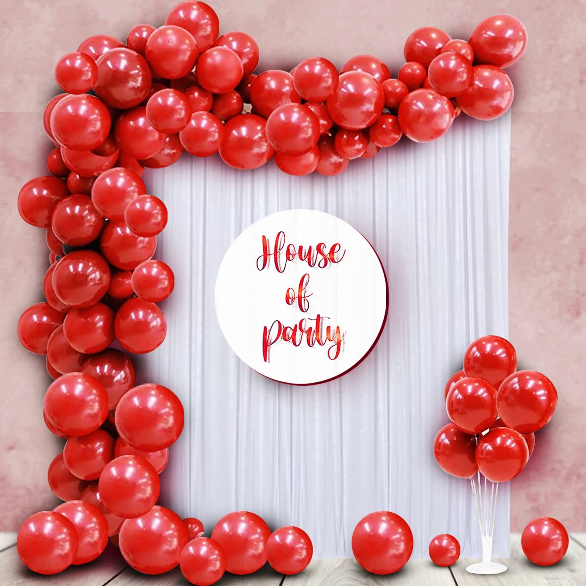 JOLLY KRAFTZ Metallic Balloons Set For Decoration For Anniversary Party | Red | 50 Pieces | BDC0024-28