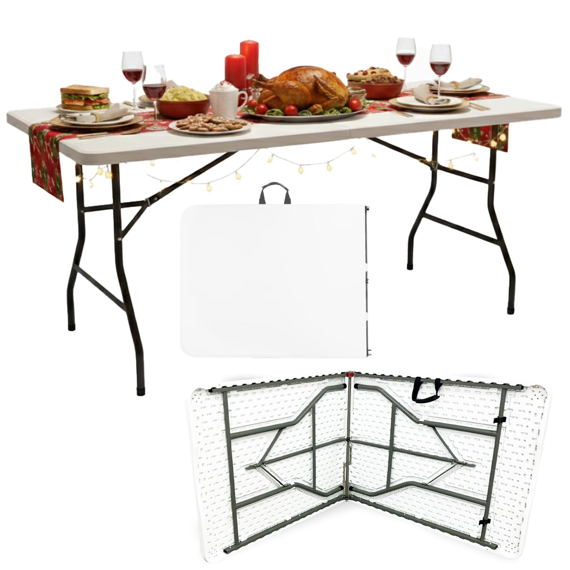 BuildRapido 6ft Folding Heavy Duty Trestle for Outdoor BBQ Picnic Party Garden Tables, White, 180 x 70 x 74 cm, BRF001