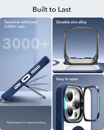 Vista 244 de ESR - Funda para iPhone 15 compatible con MagSafe, funda protectora de grado militar con soporte integrado, cubierta trasera resistente a