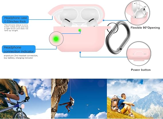 for Airpods Pro 2 Case Cover with Keychain, Pink Soft Silicone Skin Cover Protective Case for New Apple Airpods Pro Gen 2, Front LED Visible