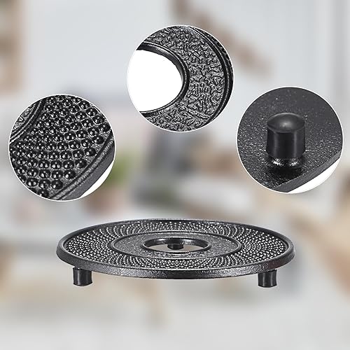 Miniatura 4 de Sumnacon Salvamanteles para tetera, 2 piezas de hierro fundido con patrón de puntos, salvamanteles para cocina con fundas de goma, salvamanteles