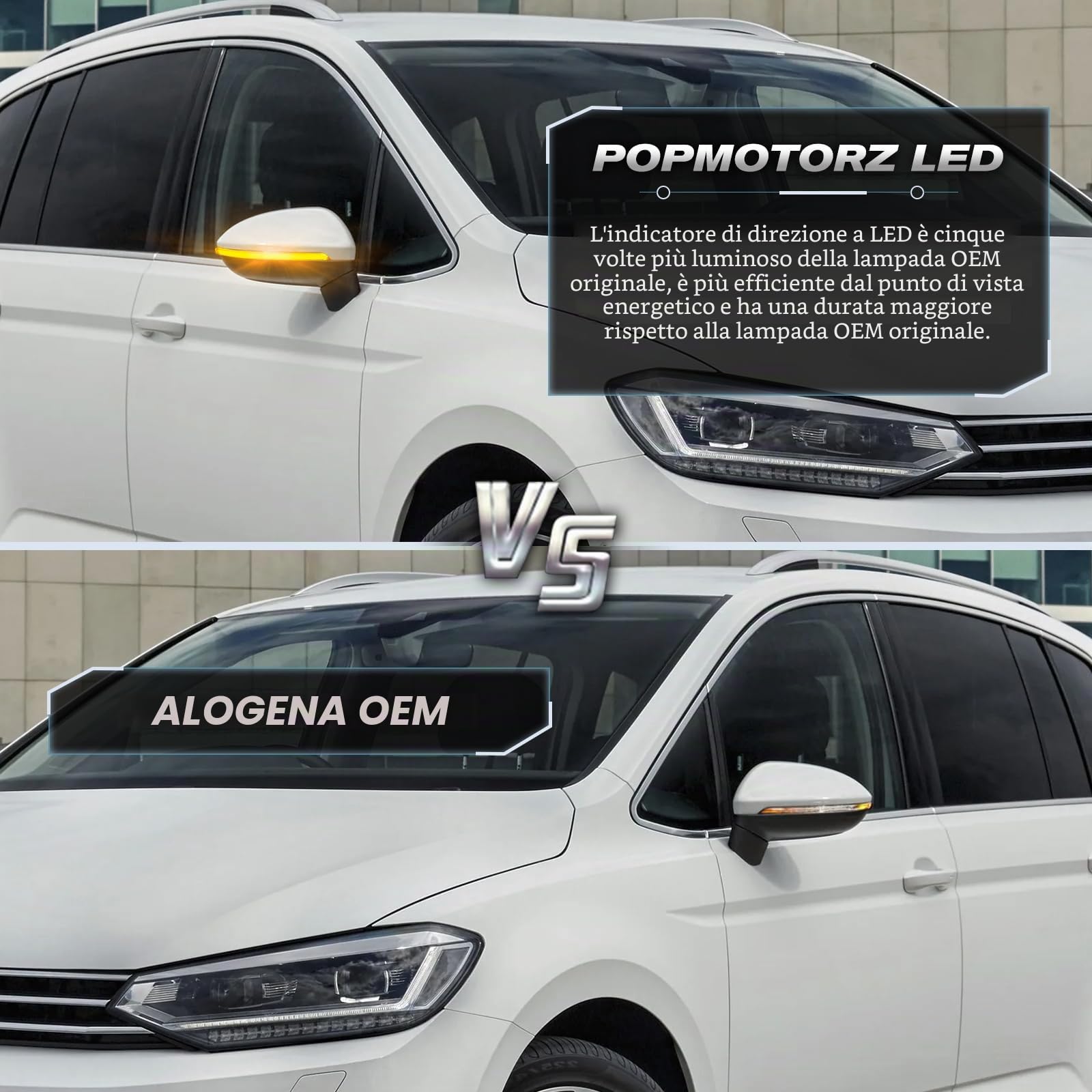 POPMOTORZ Frecce LED Specchietto, 2 Pezzi Dinamiche Indicatore di Direzione per Specchietto Retrovisore per VW Golf 7 Golf 7.5 Golf 7 R-line Golf 7 GTI Golf Sportsvan E-Golf T-ouran 2, Trasparente