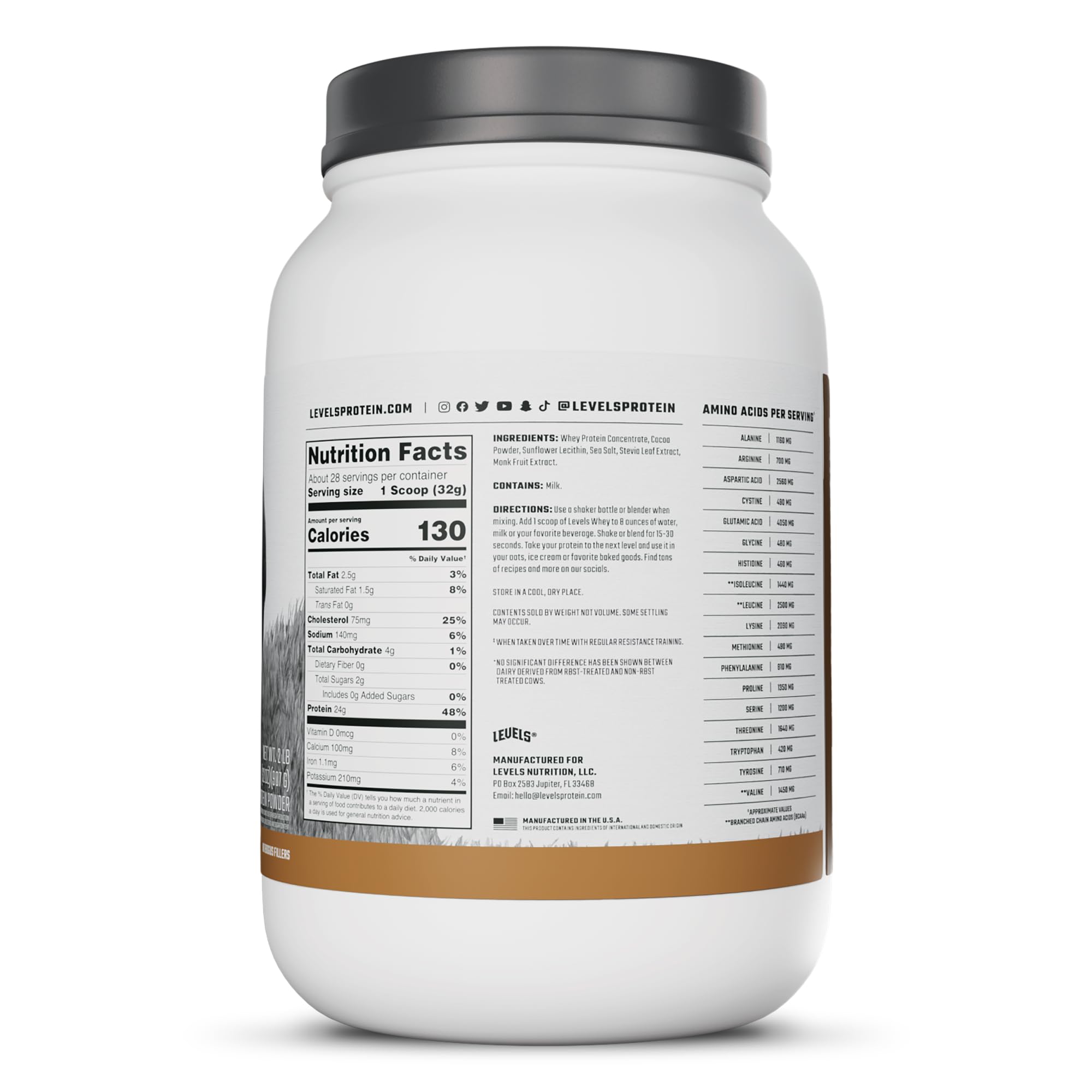 Levels Whey Protein Powder, No Artificials, Double Chocolate, 2LB — Amazon image 8