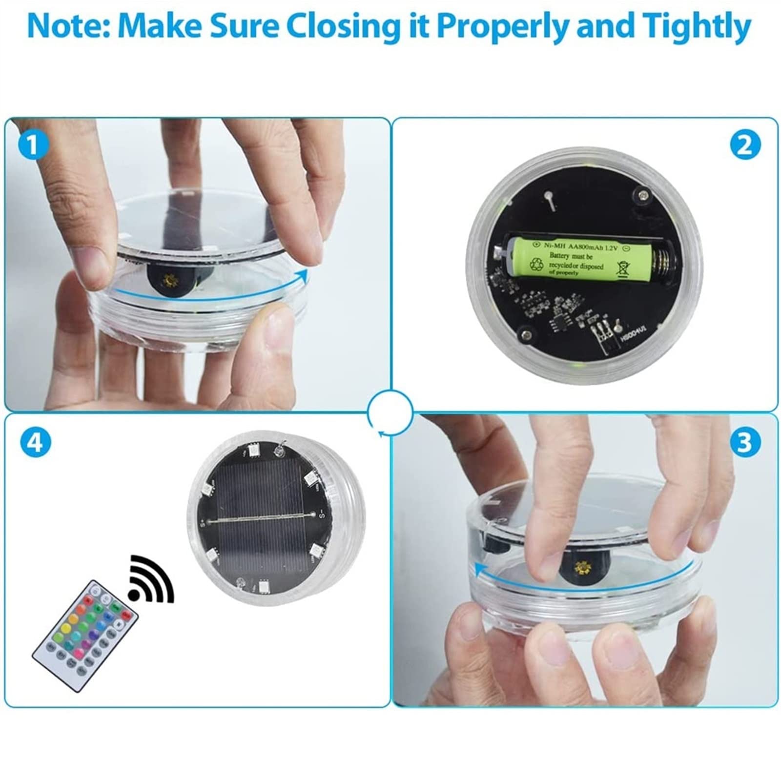 Luz para Piscina Sumergible DIRIGIÓ Luces impermeables RGB Luces de estanque Luz de la piscina submarina con 16 colores, luces de control remoto con tazas de succión e imanes Luces Sumergibles ( Color